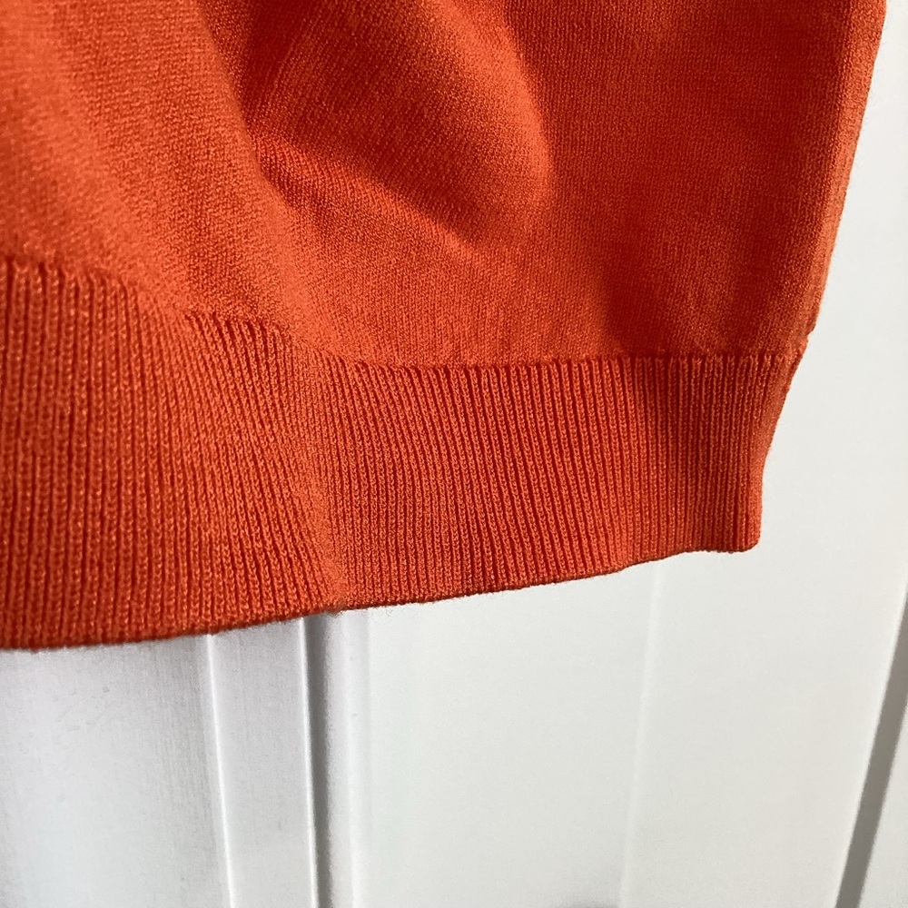 Anthropologie Cardigan Ruched Short-Sleeve V-Neck Sweater NEW Orange - Picture 8 of 12